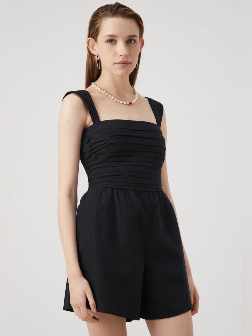 Abercrombie & Fitch Emerson Romper Black Pleated NEW Petite XS